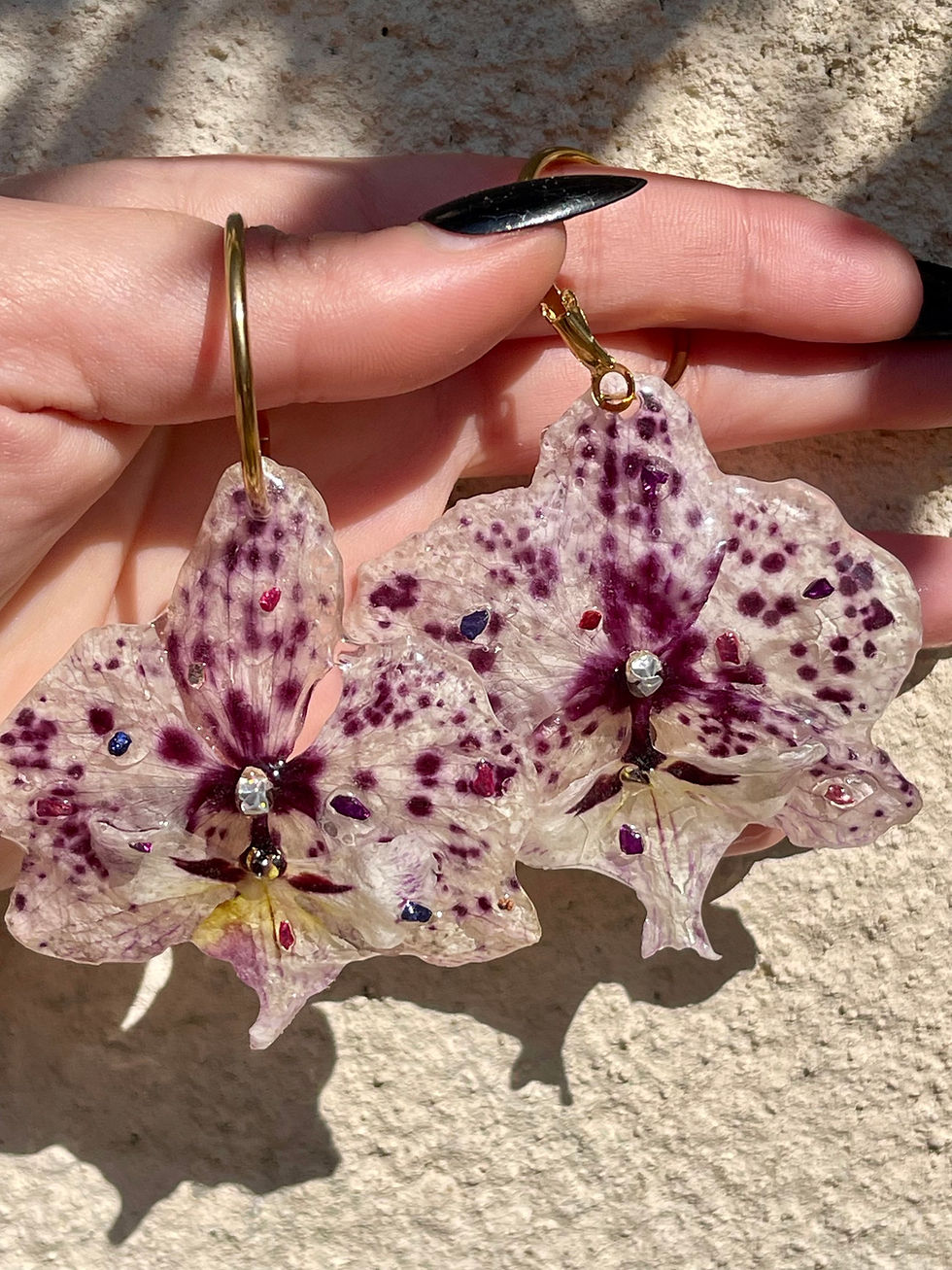 Miniature : ✨ Orecchini Creole in Acciaio con Vere Orchidee Essiccate ✨