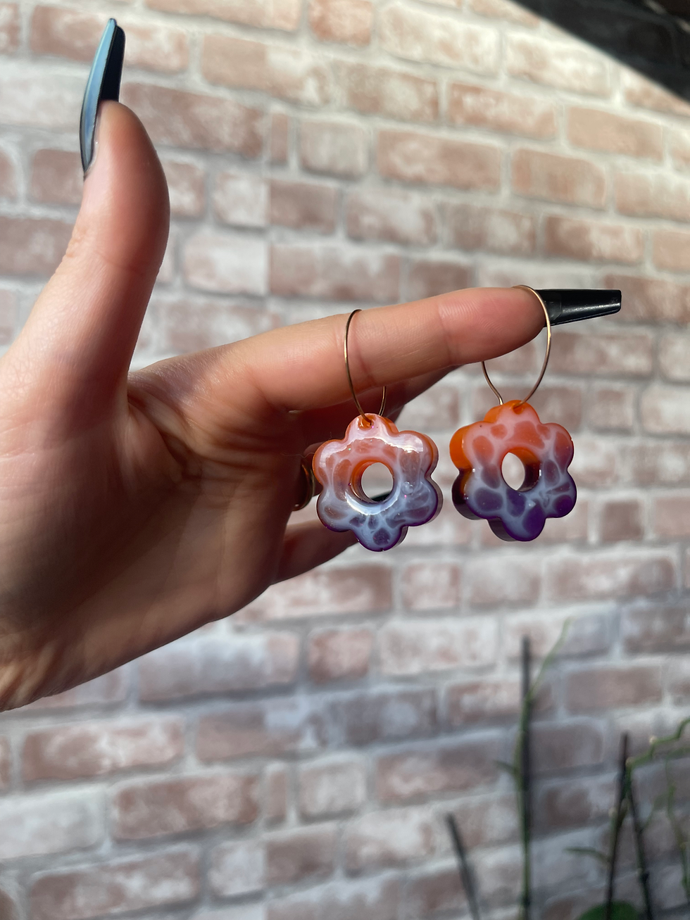Miniatura: Orecchini Creole con Fiori in Resina | Gioielli Artigianali Zairiel 🌸✨ 