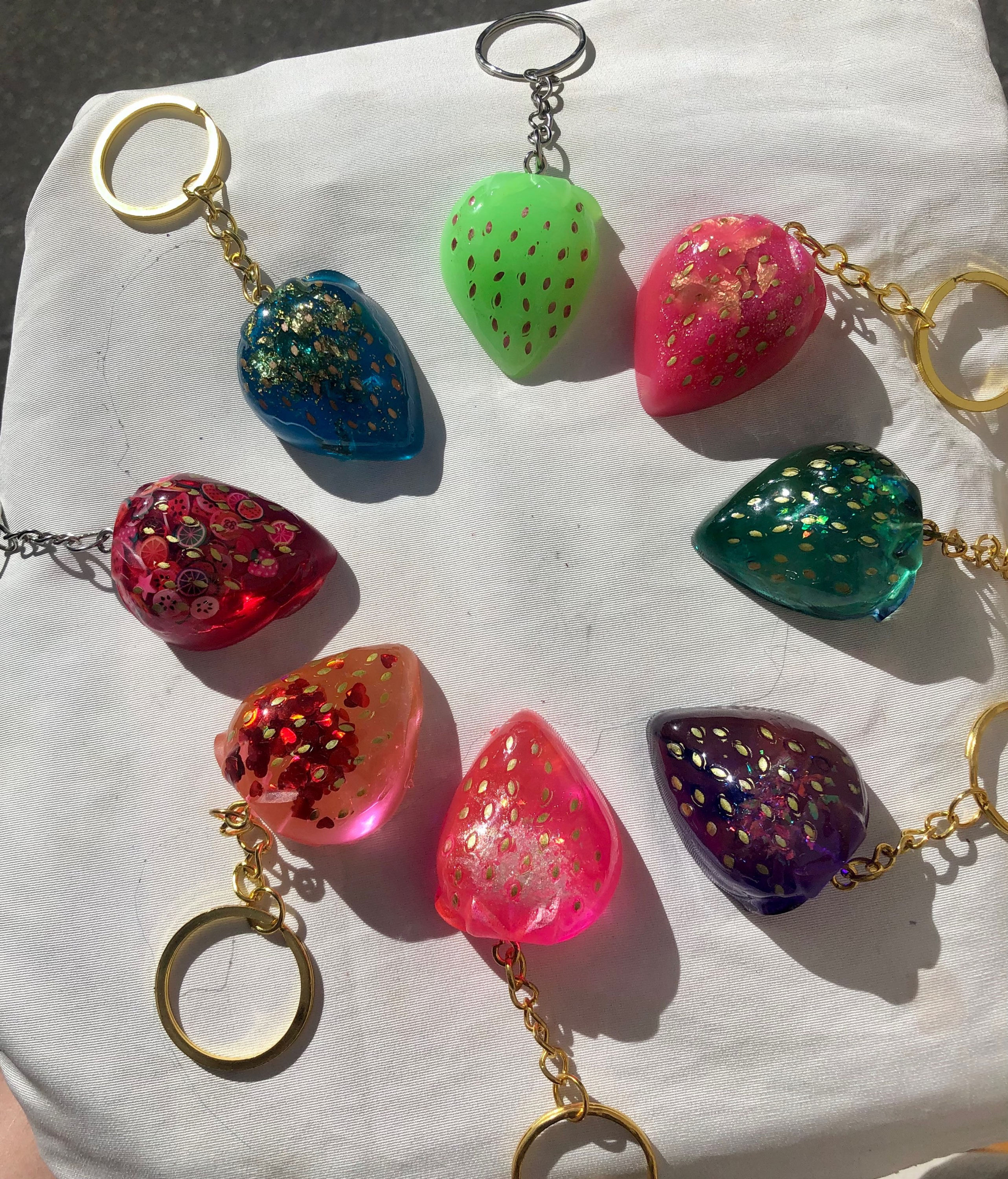 Portachiavi fragola in resina