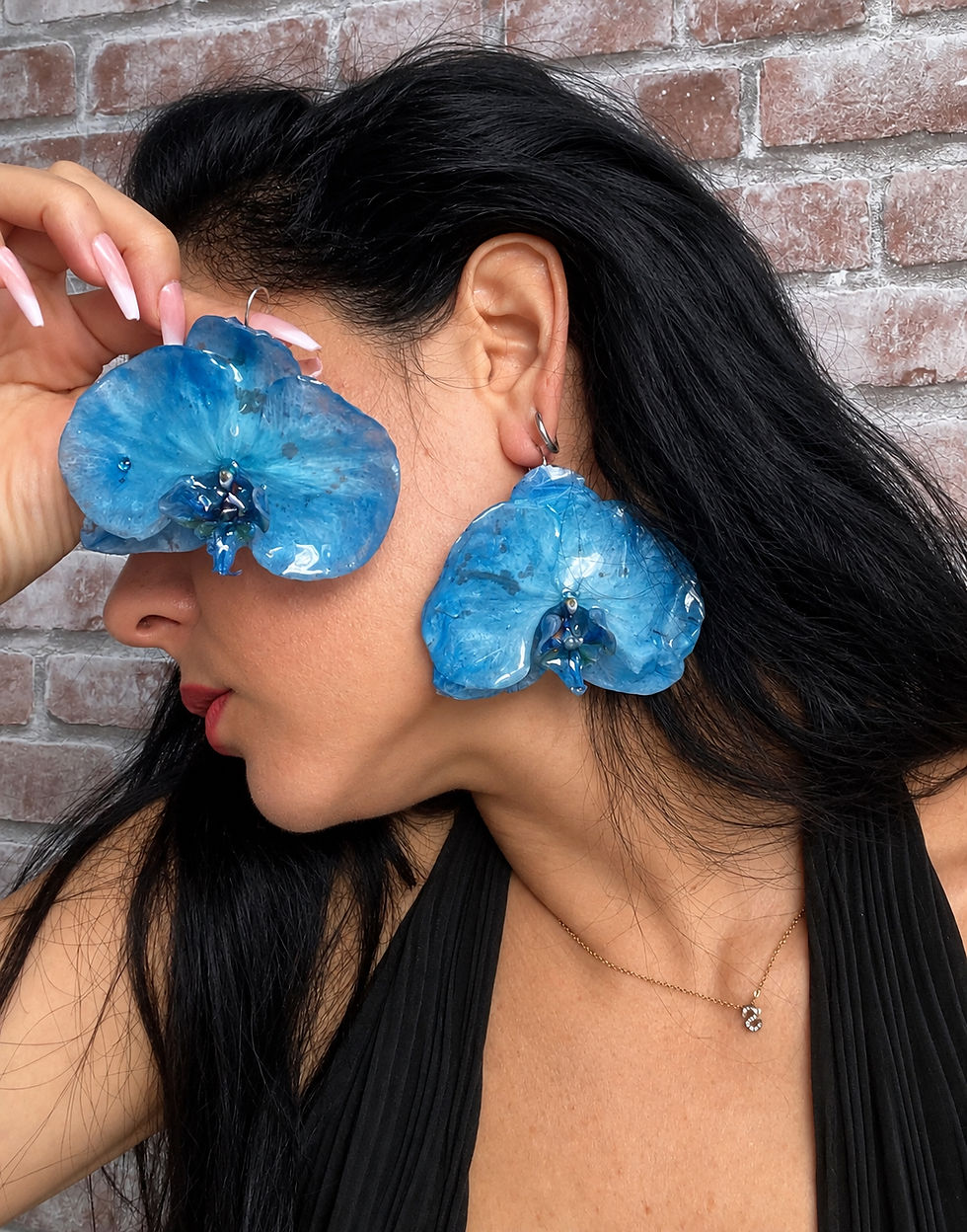 Thumbnail:  💙 Orecchini Orchidea Blu in Resina – Pezzo Unico Artigianale 💙
