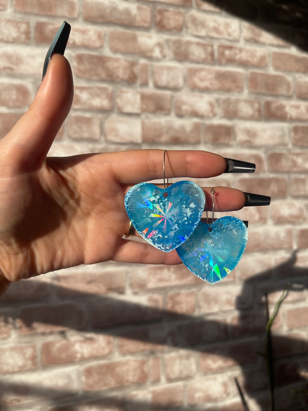 Miniatura: Orecchini Cuore Olografici in Resina | Gioielli Artigianali Zairiel 💖✨