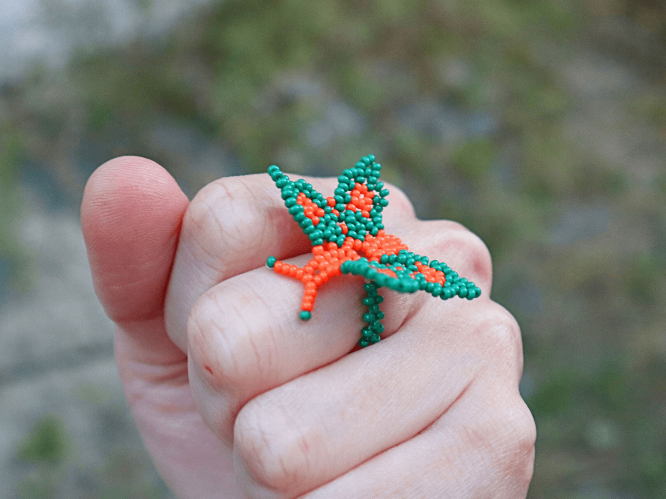 Huni Kuin 3D Butterfly Ring - Glass Beads