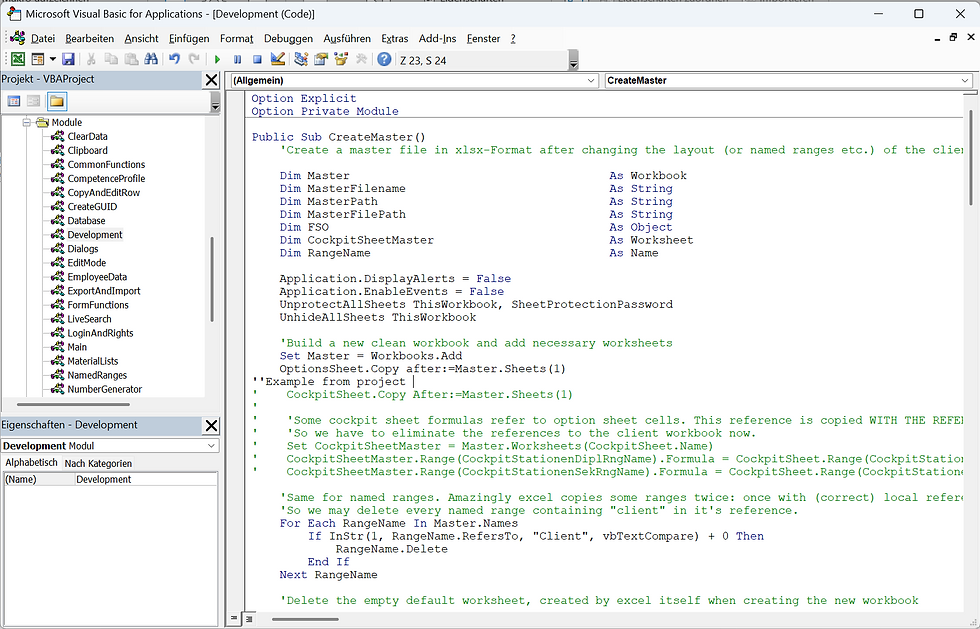 Wir programmieren unseren Code nach zeitgemässen Methoden der Softwareentwicklung. Im Bild zu sehen ist Code mit Beispielen unserer Coding Conventions.
