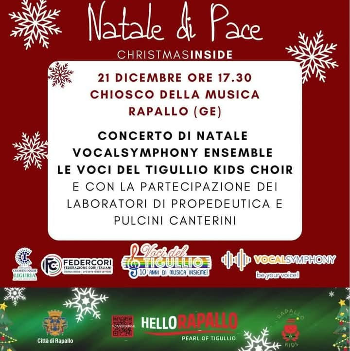 Christmasinside Natale di Pace: Concerto di Natale Vocalsymphony Ensemble e le Voci del Tigullio Kids Choir