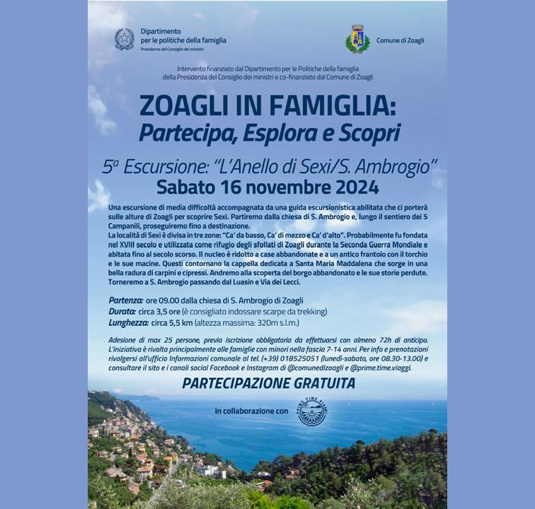Zoagli in famiglia: 5ª Escursione: "L'anello di Sexi/Sant'Ambrogio"