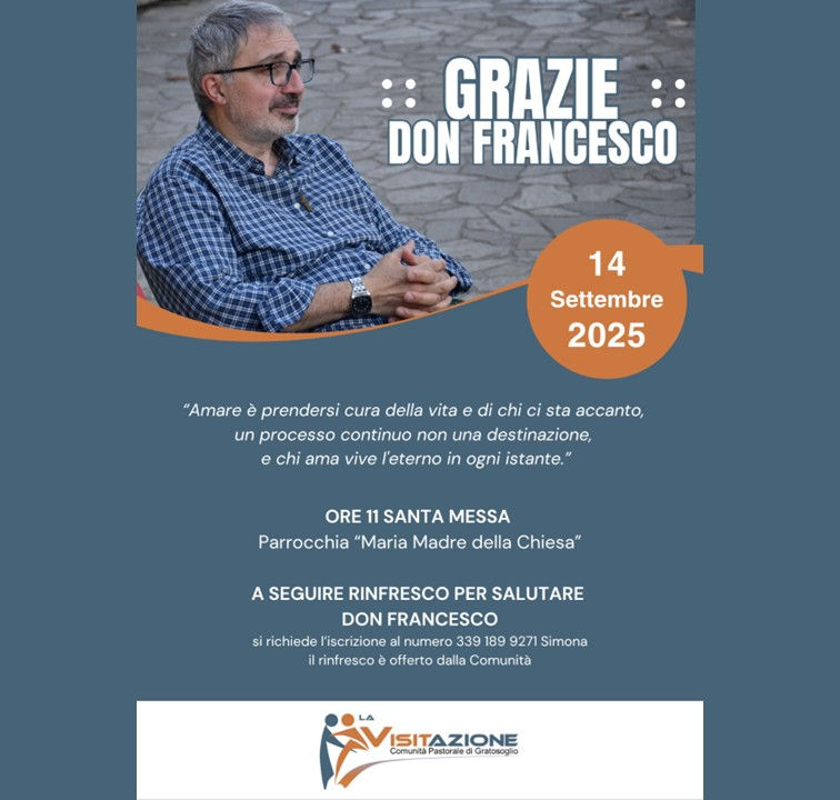 Iscrizione al rinfresco per il saluto a don Francesco Palumbo