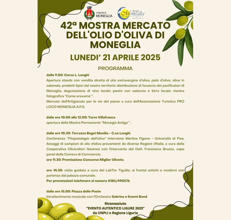 42° mostra mercato dell’olio d’oliva a Moneglia