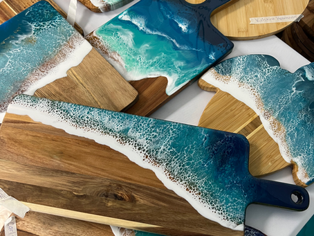The Trendy Team Building Activity Taking San Diego by Storm: Epoxy Resin Ocean on a Cheese Board