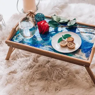 Ocean Resin Art on a Tray or Side Table