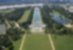 A photo of the reflecting pool in Washington DC, taken from the Washington Monument, looking towards the Lincoln Memorial.
