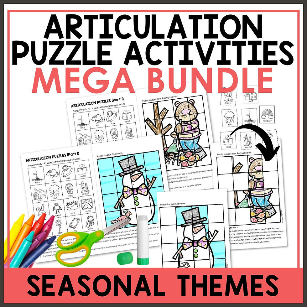 Articulation Puzzle Activities with seasonal themes for speech therapy