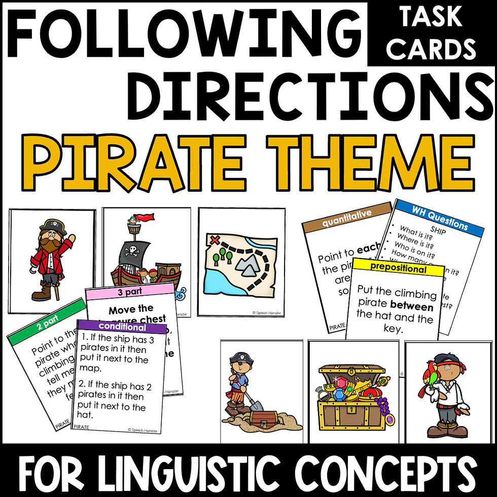 Pirate Theme Following Directions printable cards for linguistic concepts on Teachers pay Teachers