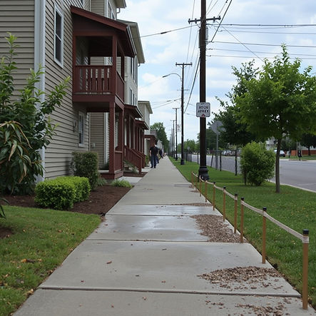 Uneven sidewalk slab causing a visible trip hazard