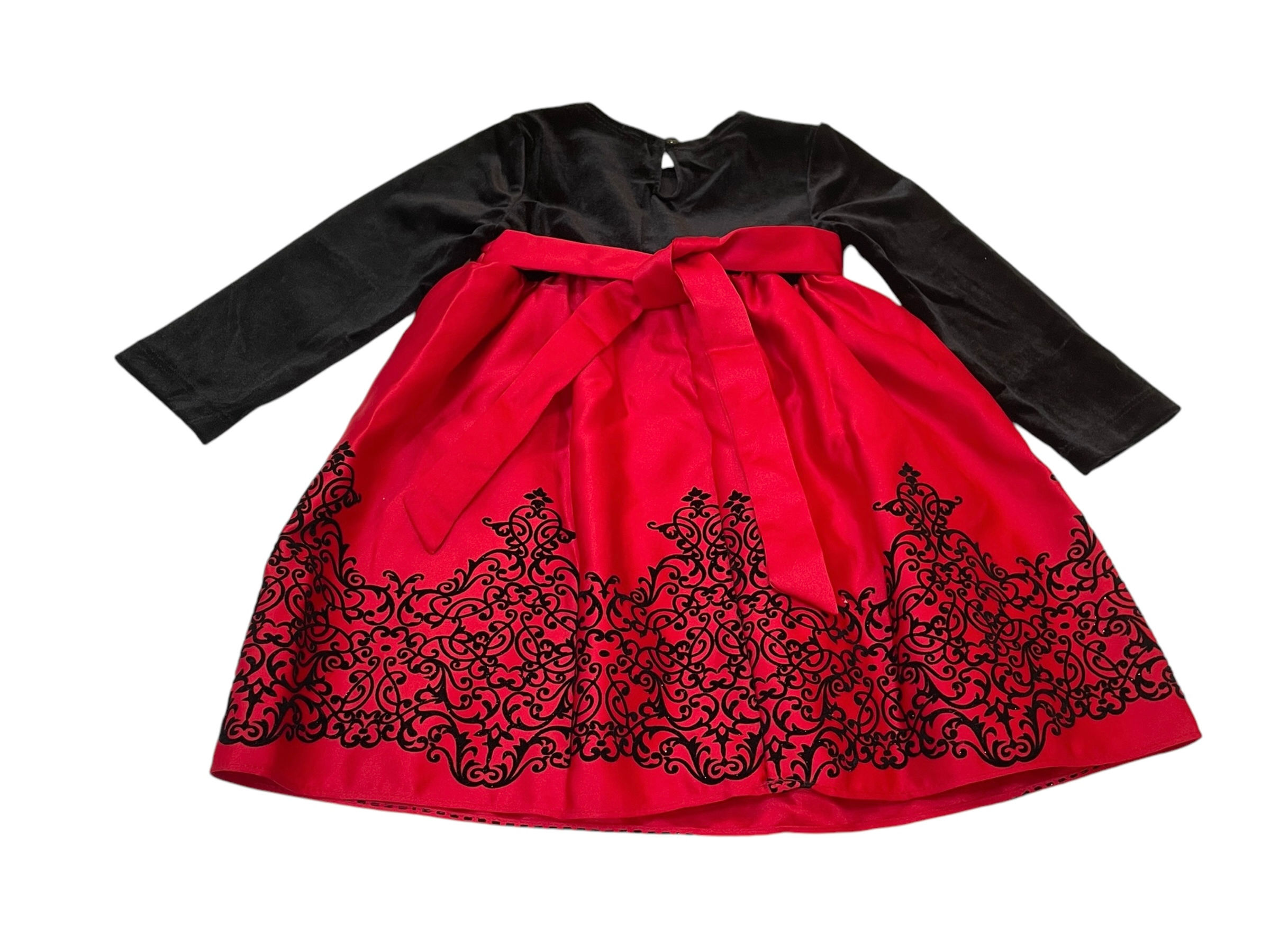 Black Velvet and Red Bow Christmas Dress 24 Months