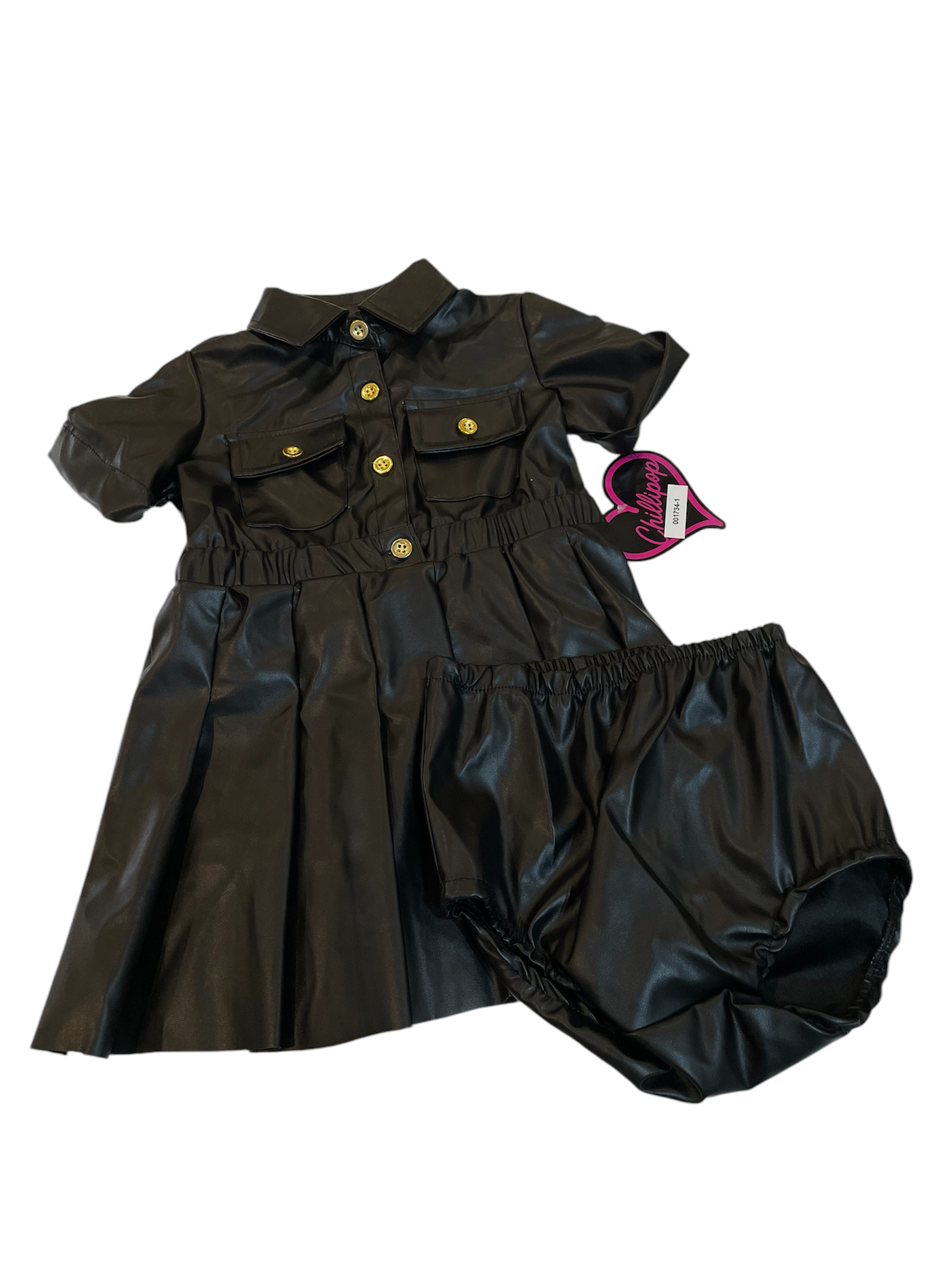 Vegan Leather Dress With Bloomer Set