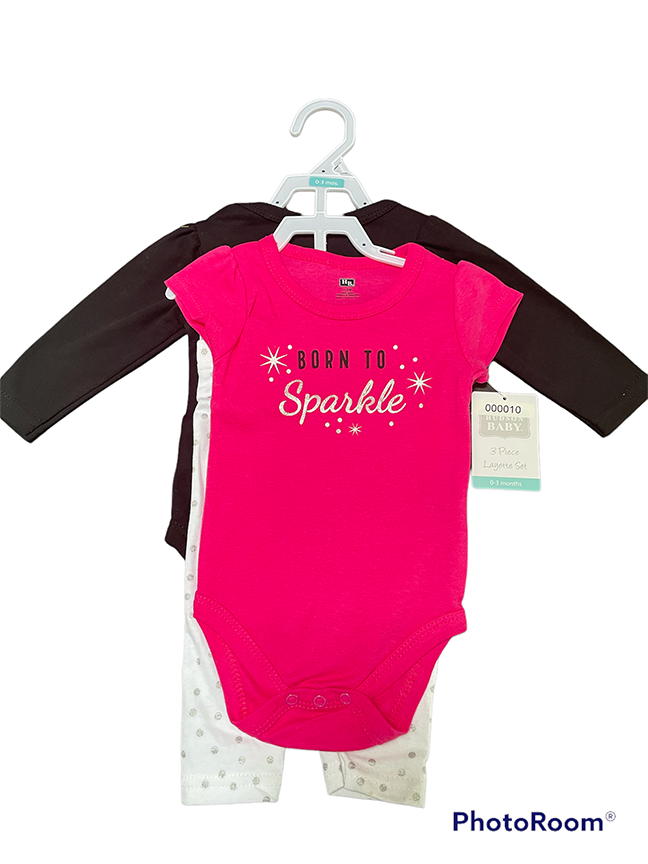 Thumbnail: Sparkle and Shine 3-Piece Onesie and Pants Set