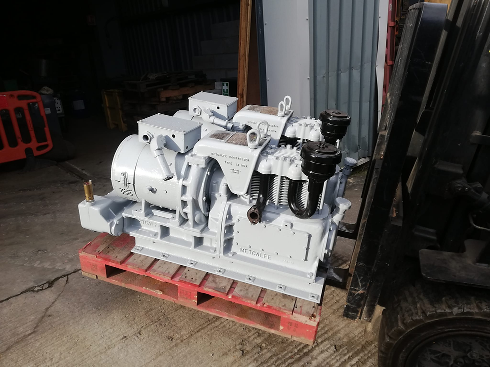 Refurbished Compressors by Davis & Metcalf, ready for storage. Pic by Mike Martin.