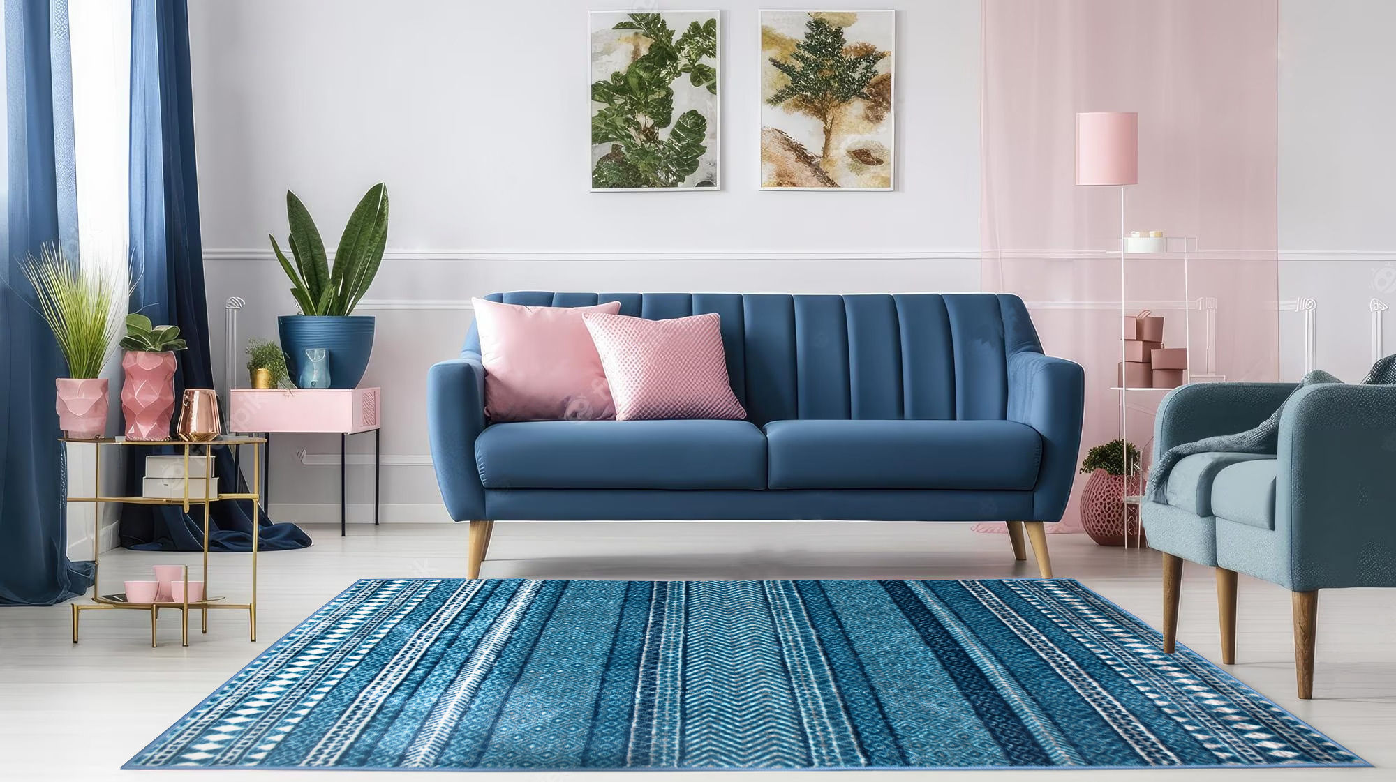 ENYRA HOMES Anti-Skid Gel Backing Cut Pile Nylon Printing Carpet