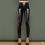 Thumbnail: LATECAVA Black High-Waist Booty-Lifting Vegan Leather Leggings