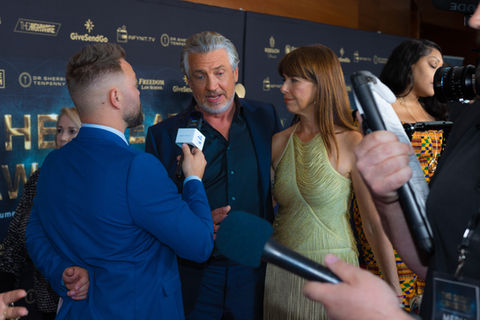 Del Bigtree and Lee Bigtree interviewed by The Highwire at the Plandemic Musical premiere, discussing media, health freedom, and truth in storytelling.