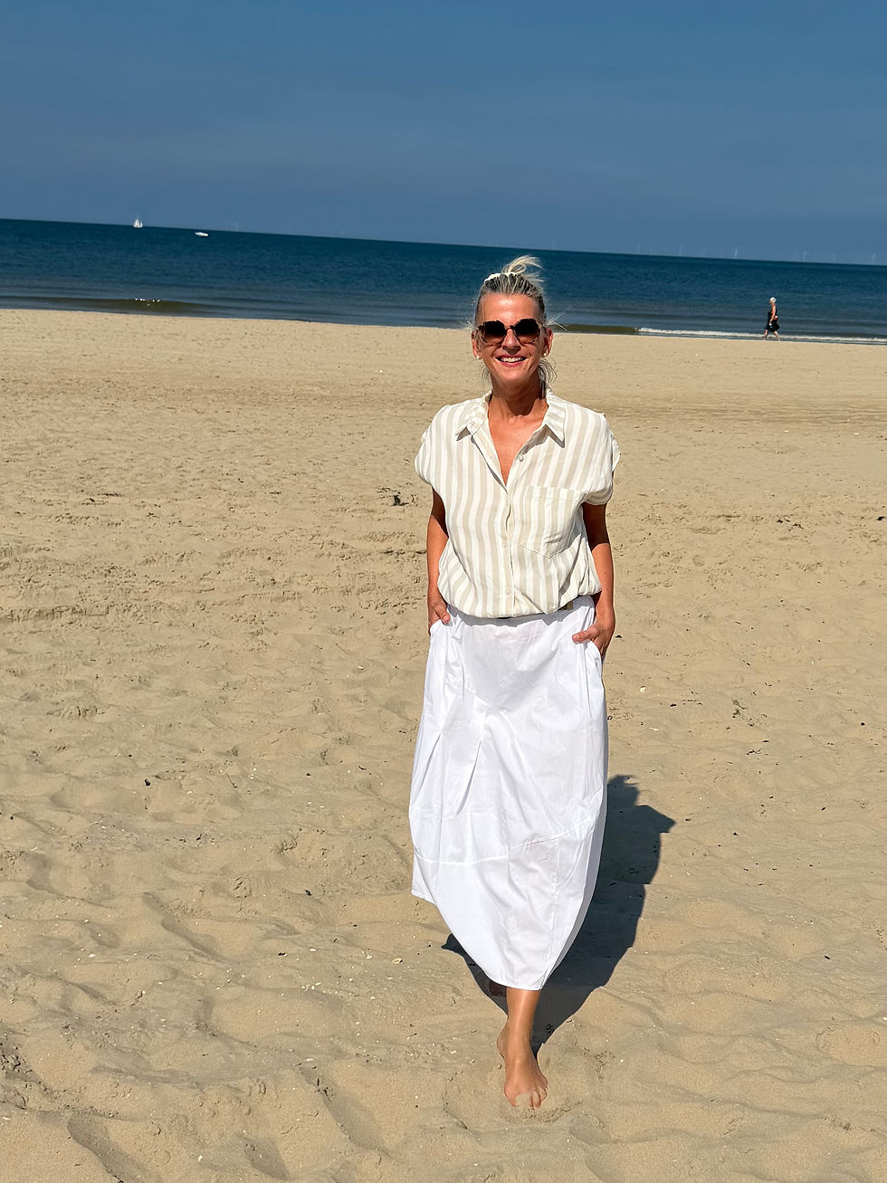 Miniaturbild: Bluse beige-weiß gestreift 