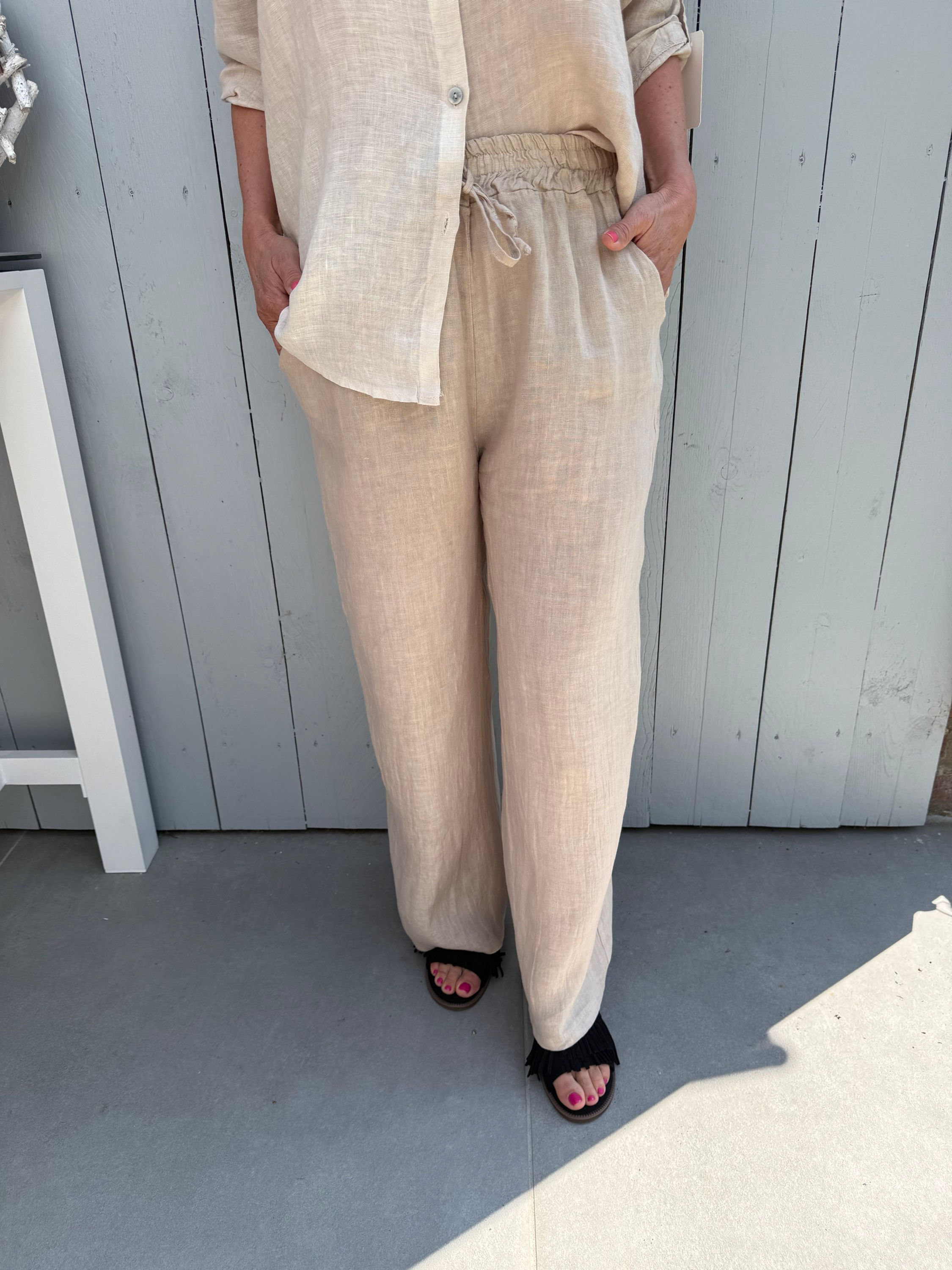 Hose aus Leinen Beige