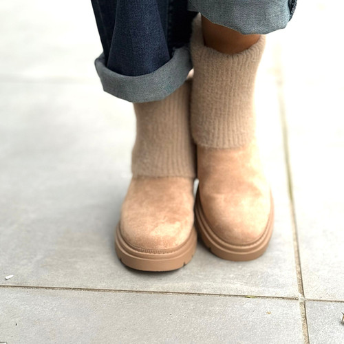 Boots mit Strickbund beige Boxx