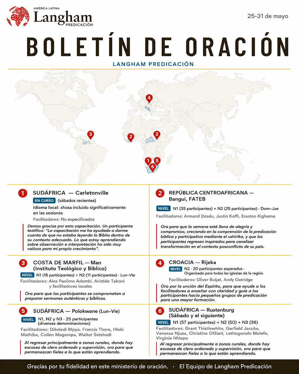Boletín de oración / 25 de mayo del 2026