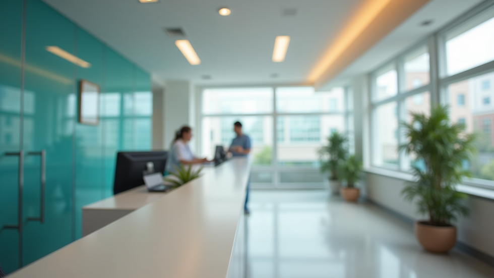 Eye-level view of a healthcare office reception desk