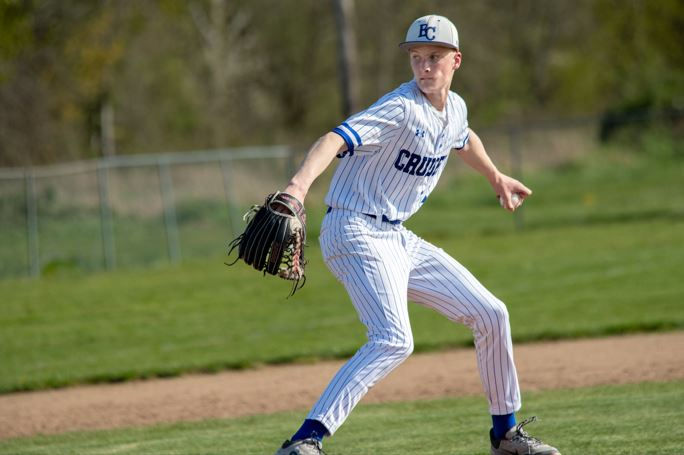 Eatonville's Ryder Herbrand delivers against Clover Park Monday. Herbrand tossed five shutout innings, allowing just two hits while striking out seven in a 10-0 Cruiser win. Photo: Heather Quirie