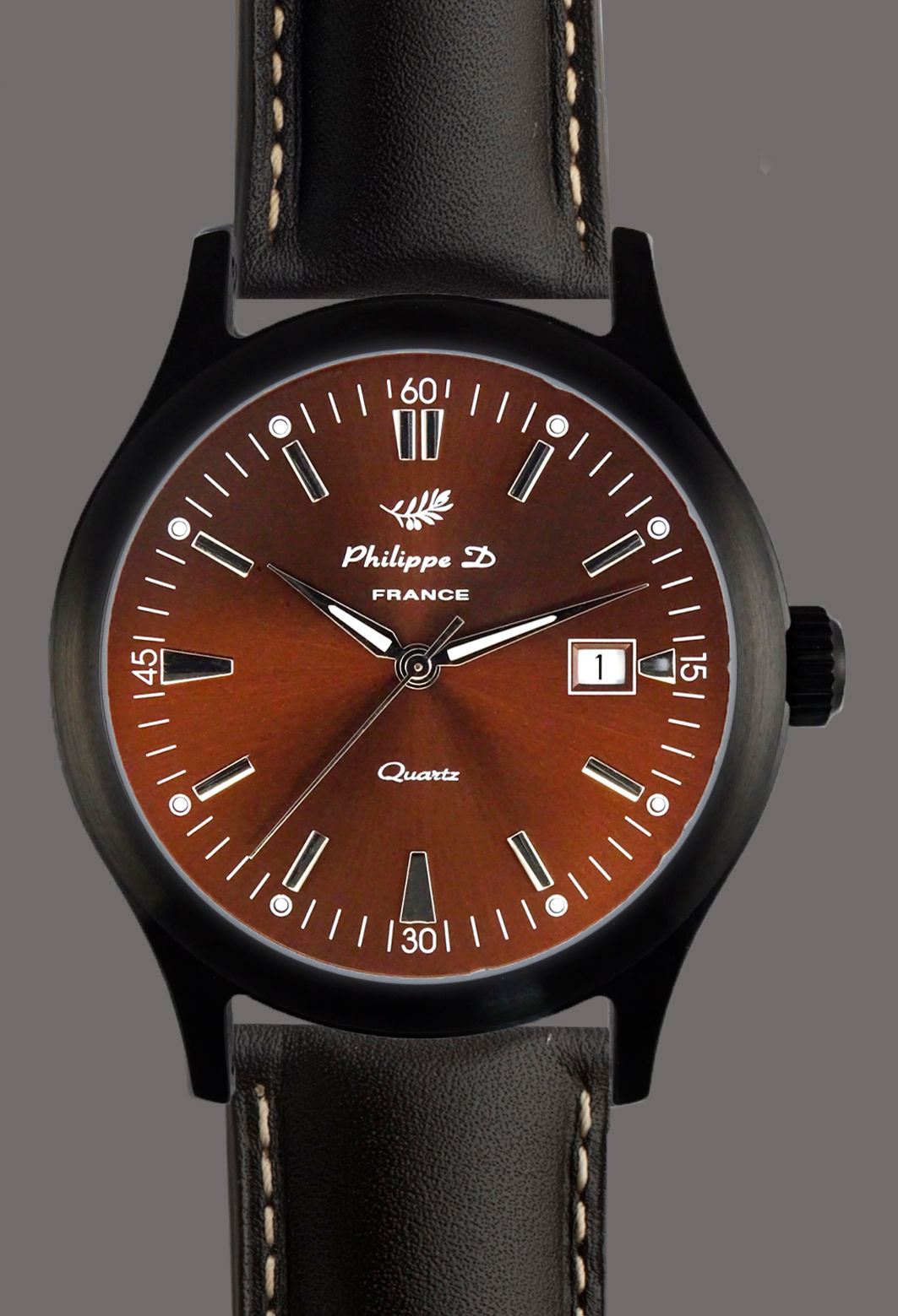 Montre Quartz boîtier acier finition noire