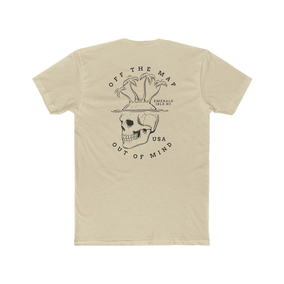 Thumbnail: "Off the Map, Out of Mind" Skull T-Shirt - Emerald Isle NC Edition