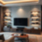 TV Media wall in living room with display shelves.jpg
