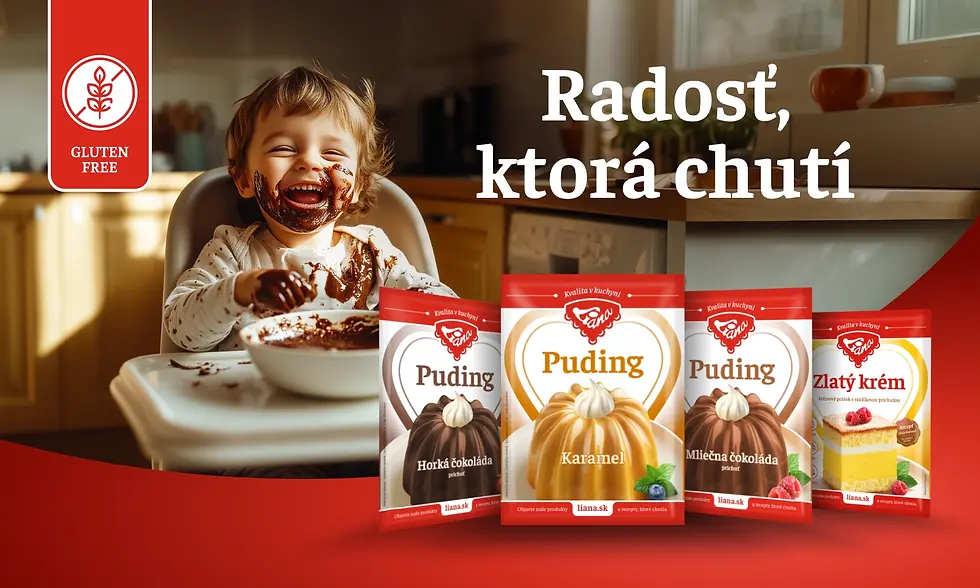 reklamný vizuál pre pudingy značky Liana