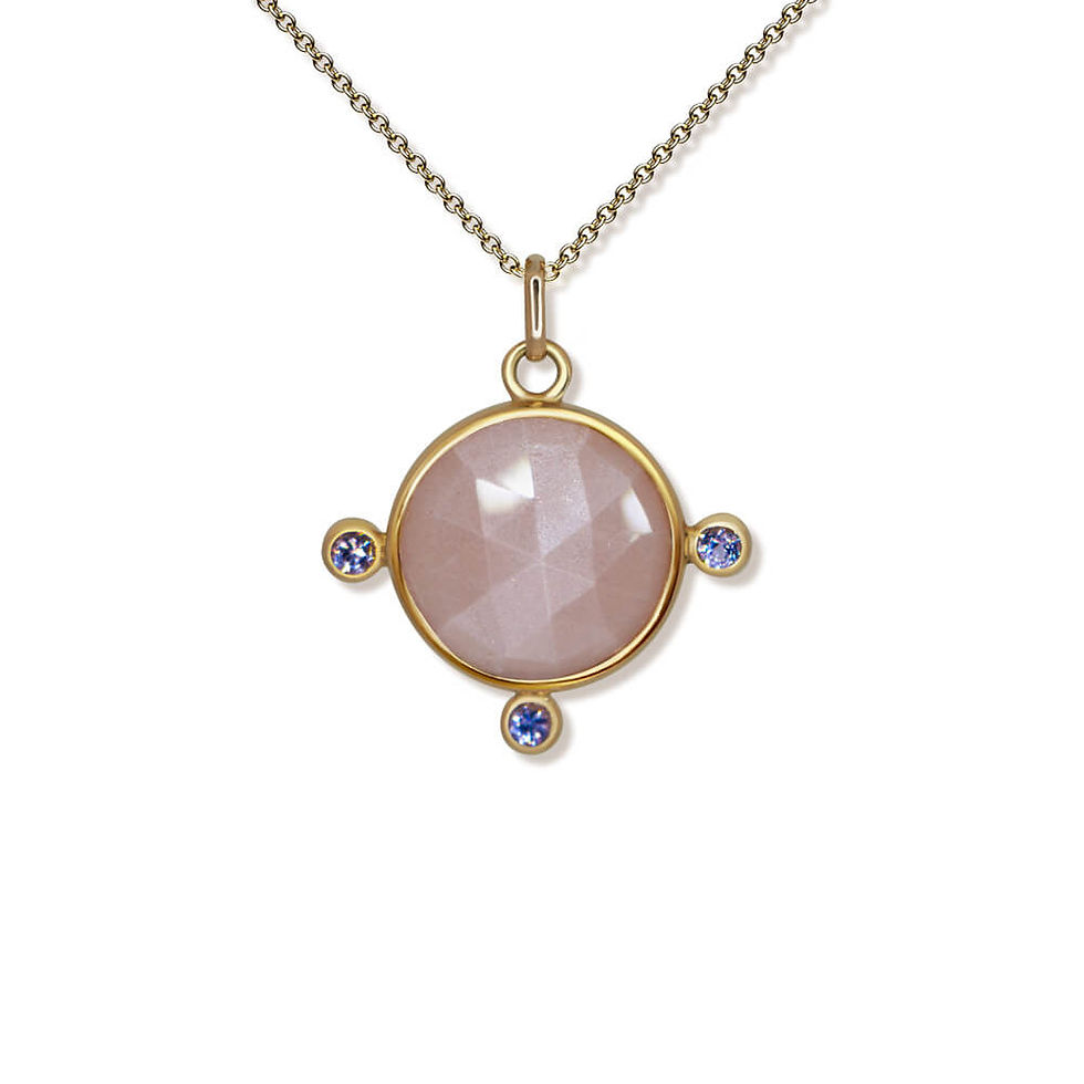 Pendentif collier or jaune 18k pierre de lune spinelle diamant femme sur mesure unique moderne contemporain BEL-AMI Paris XVI