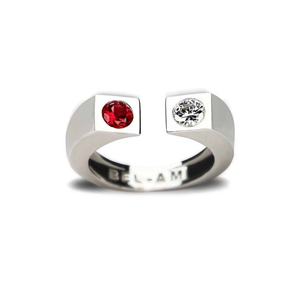 Bague joaillerie moderne contemporaine unique homme femme or diamant brillant spinelle design pure BEL-AMI joaillier Paris