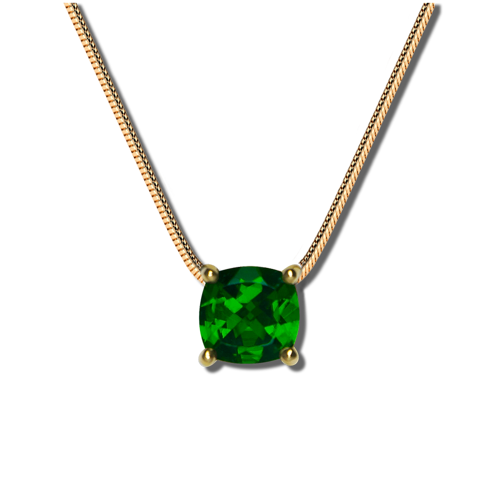 Pendentif collier or 18k diopside chrome vert femme sur-mesure moderne contemporain émeraude BEL-AMI Joaillier Designer Paris