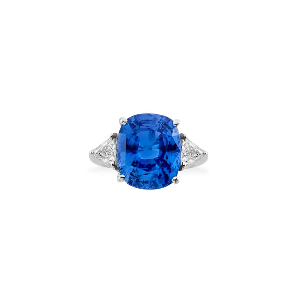 Bague de fiançailles trilogie sur mesure or saphir bleu diamants triangle Joaillier Designer Bel-Ami Paris 16