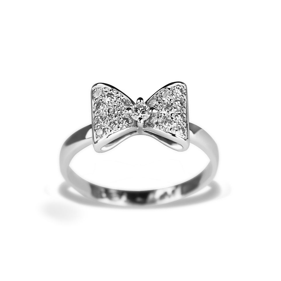 Bague papillon ruban moderne contemporaine noeud-papillon sur-mesure femme couture or diamants brillants BEL-AMI Paris