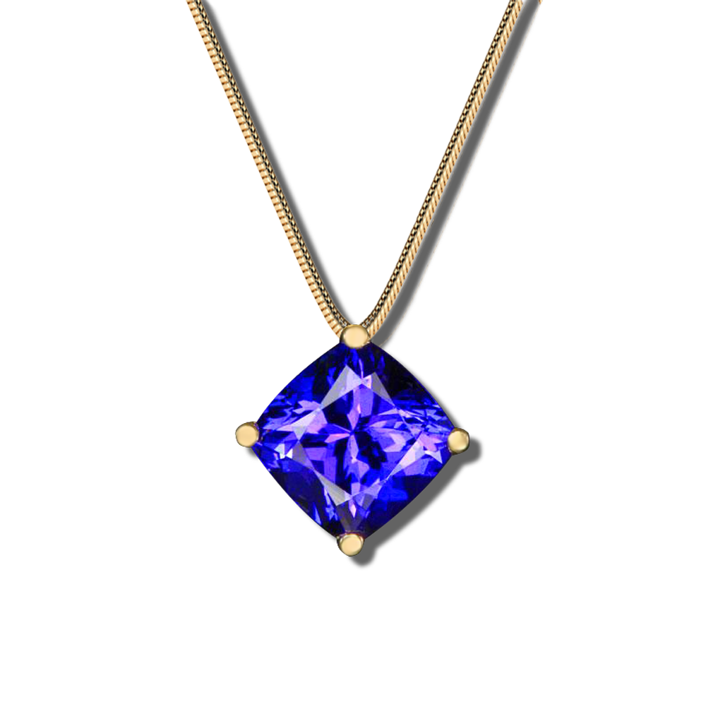 Pendentif collier or tanzanite femme sur-mesure moderne contemporain pur pierre bleue BEL-AMI Joaillier Designer Paris