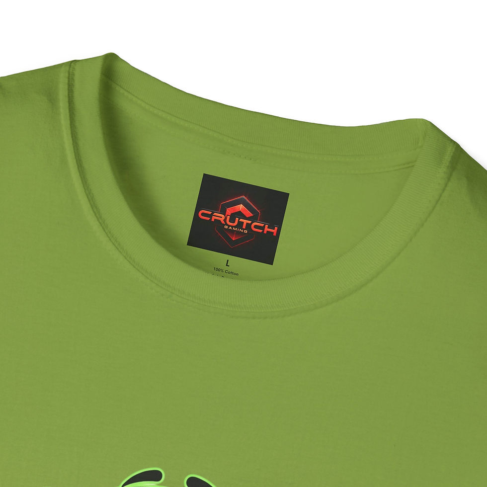Thumbnail: Close-up of the collar and neck label on a green Softstyle T-Shirt