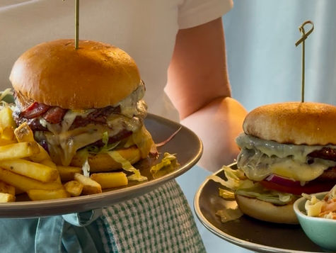 burgers being served in a restaurant
