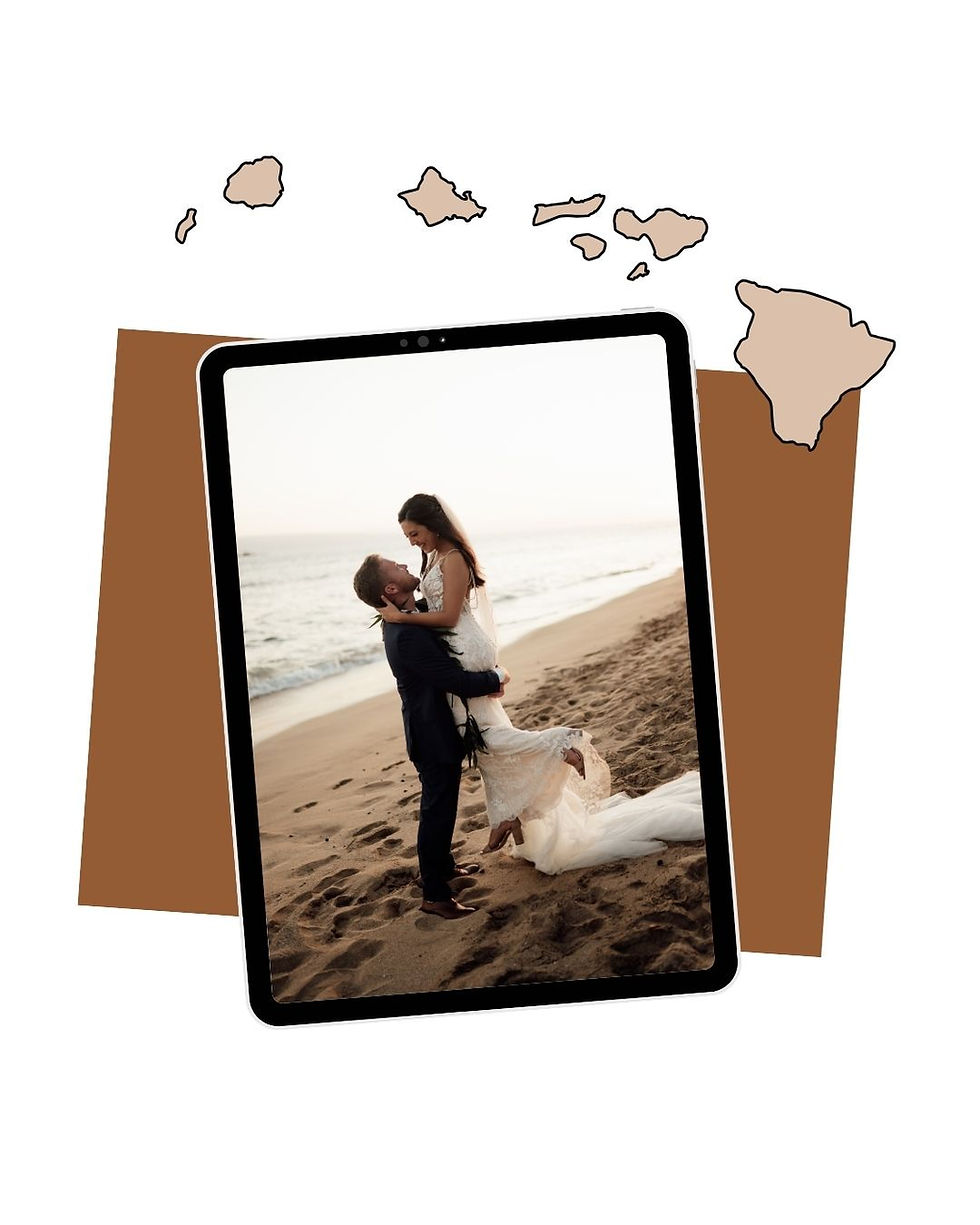 Engaged couple in Hawaii featured on a tablet in Maui, Hawaii