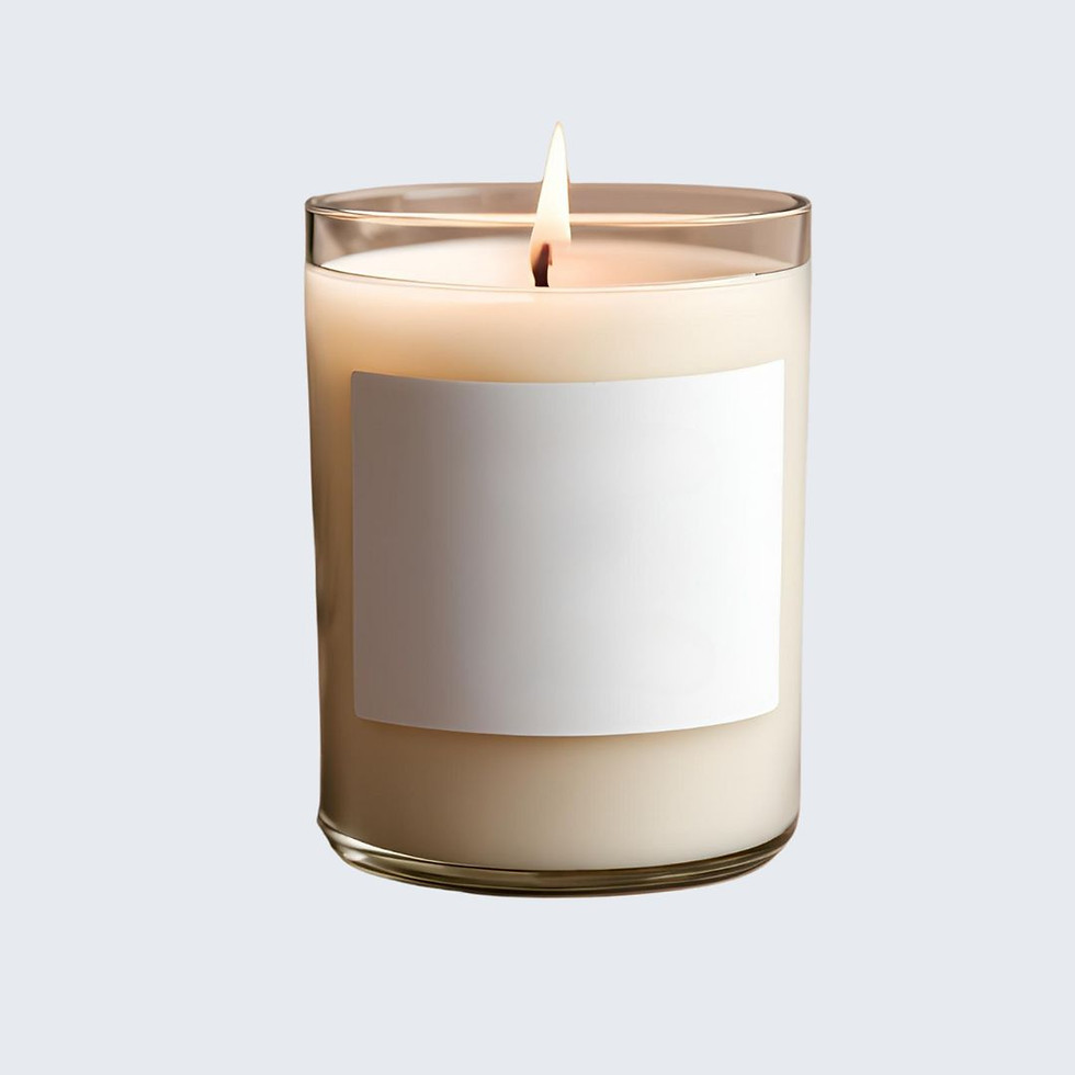 A minimalist soy wax candle in a matte jar with a golden flame, creating a cozy and spa-like bath ambiance
