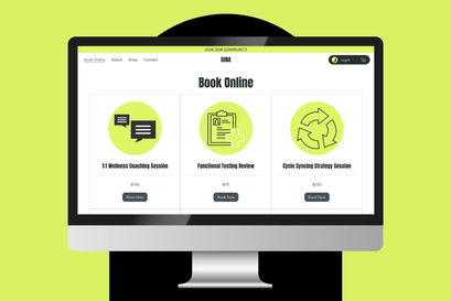 Booking page from the Luna Wix Studio wellness template showing three service cards—Wellness Coaching Session, Functional Tes