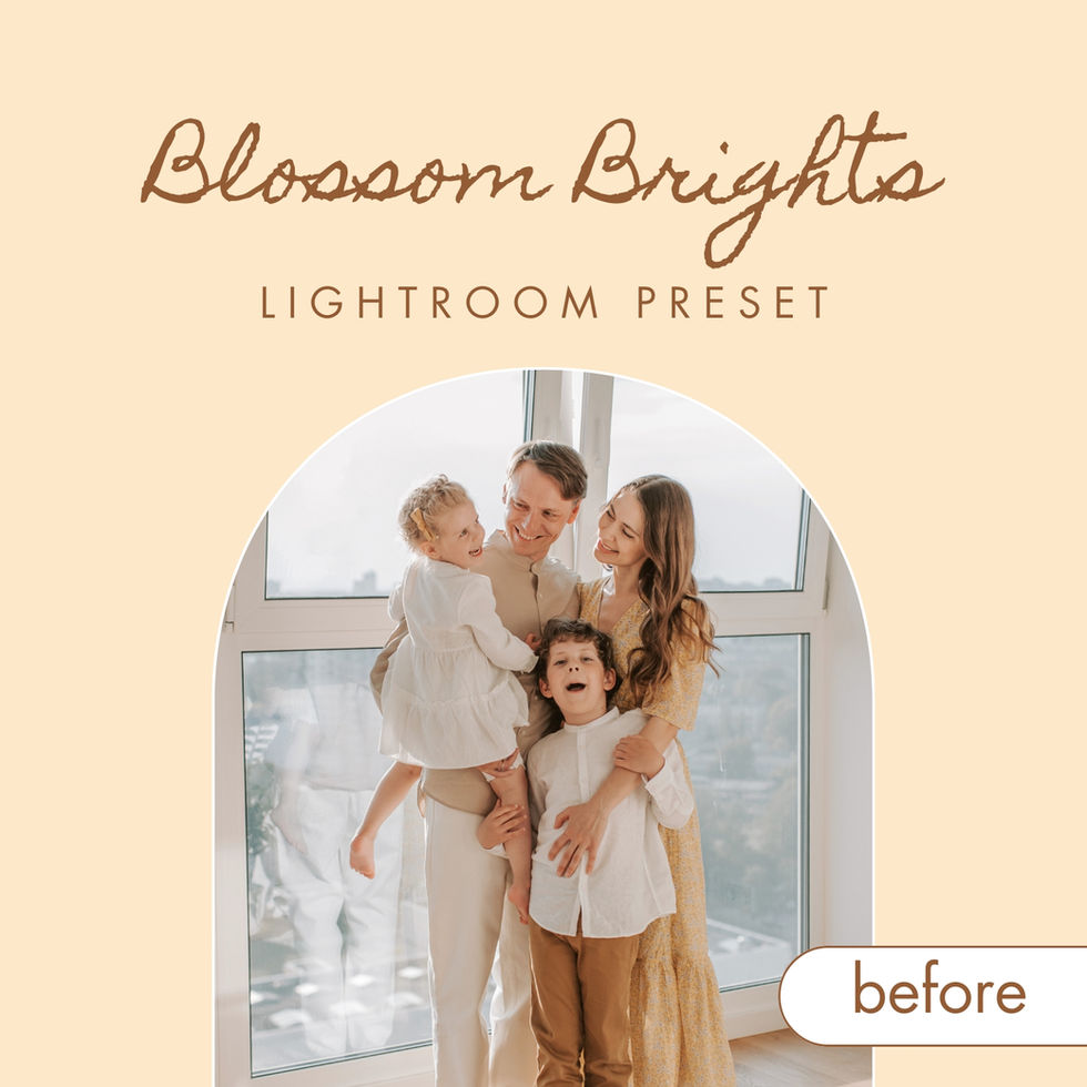 Blossom Brights Lightroom Preset, Family of four smiling before image transform.