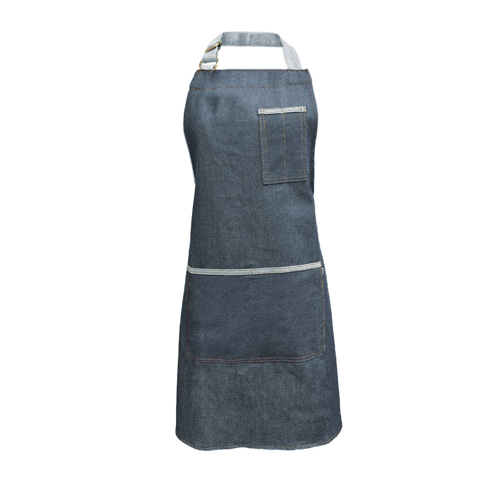 Delantal de jean con peto y hebilla combinado