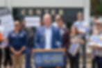 Rob Henry, GVF Executive Director, speaks at a press conference at the King of Prussia Mall to advocate for SEPTA Funding.