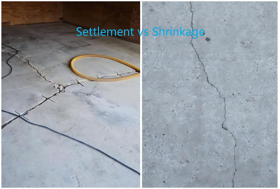 Difference between settlement cracking and plastic shrinkage in concrete