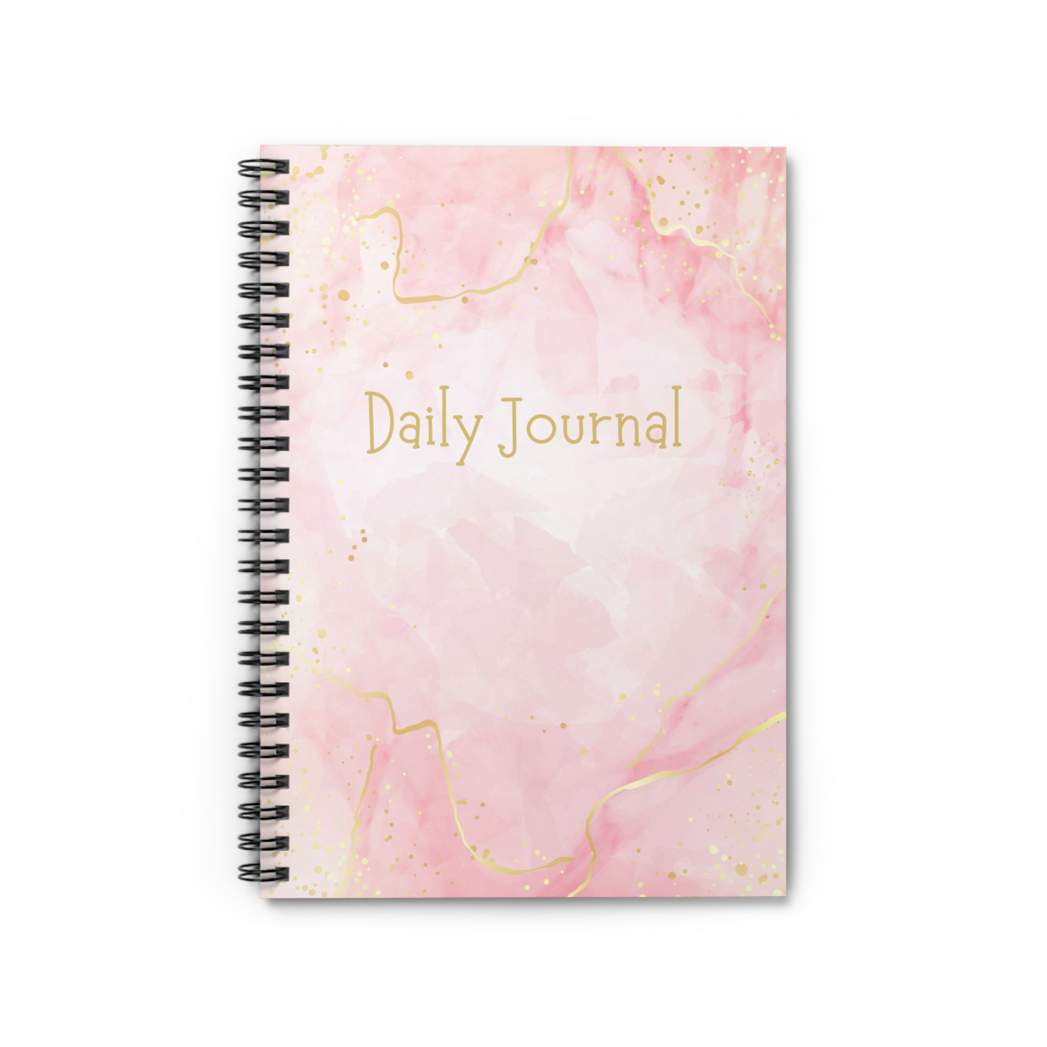 Daily Journal Notebook — Pink Marble Spiral Ruled Notebook